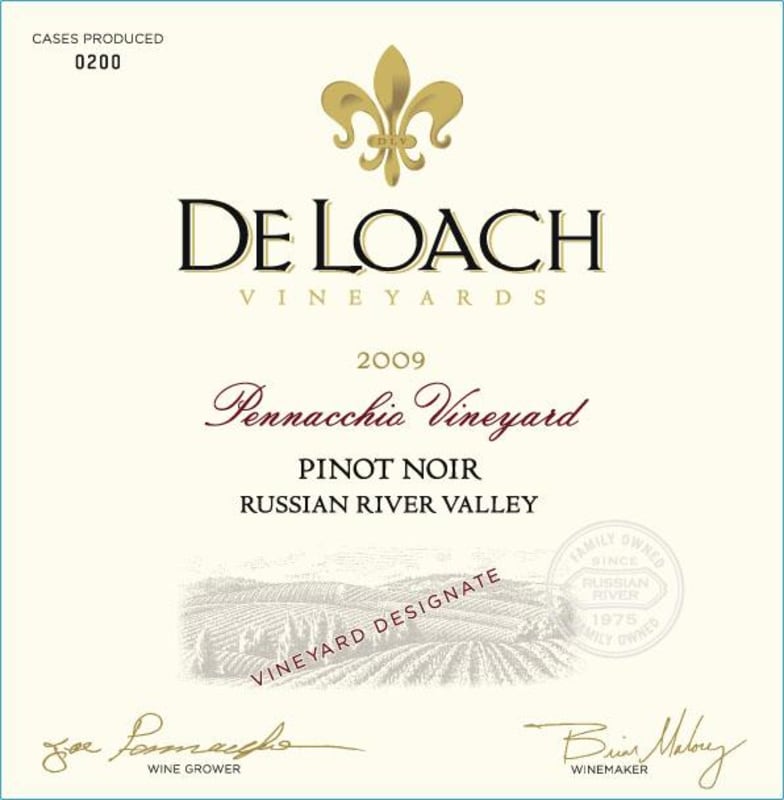 DeLoach Pennacchio Vineyard Pinot Noir 2009 Front Label