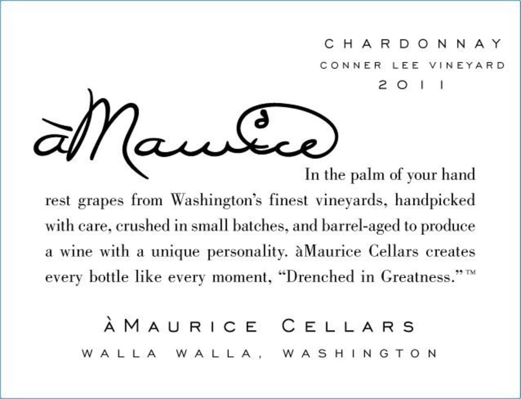 aMaurice Conner Lee Vineyard Chardonnay 2011 Front Label