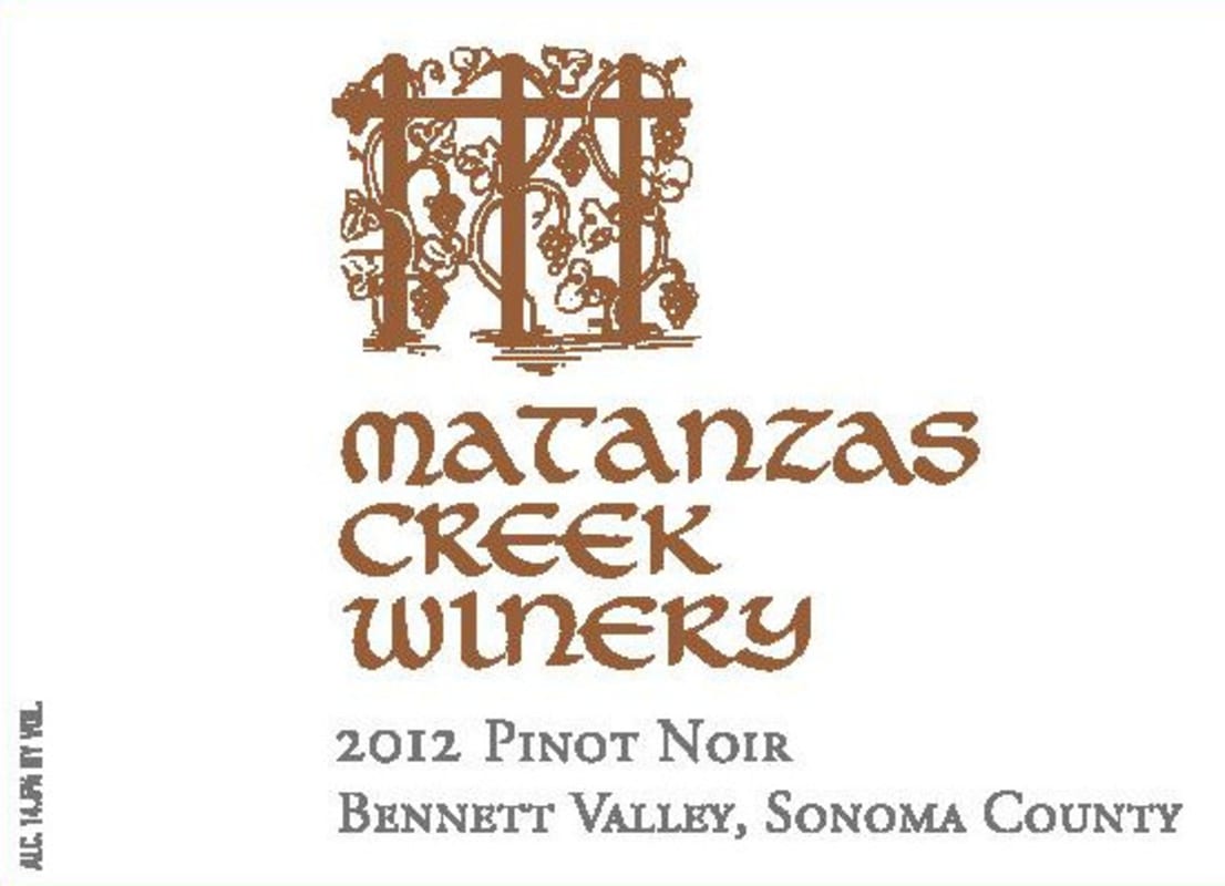 Matanzas Creek Pinot Noir 2012 Front Label