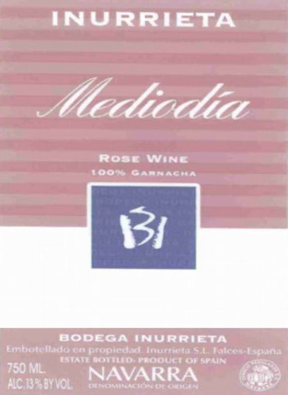 Bodegas Inurrieta Mediodia Rosado 2010 Front Label