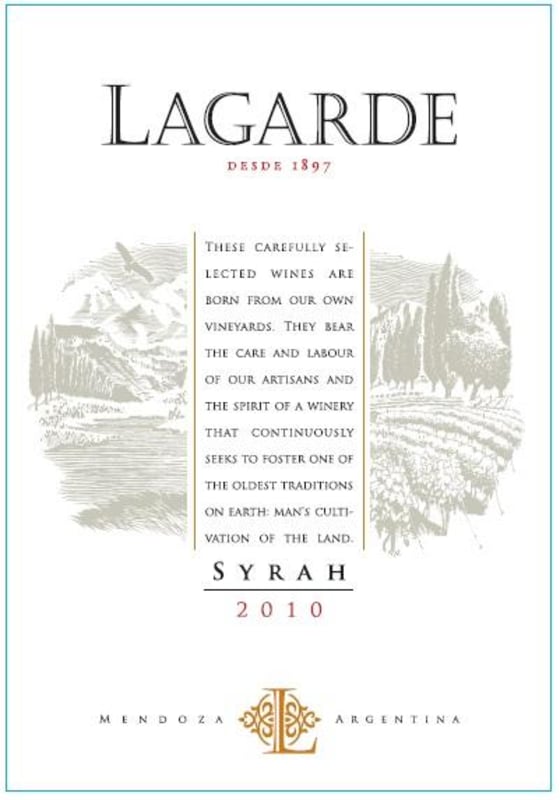 Lagarde Syrah 2010 Front Label
