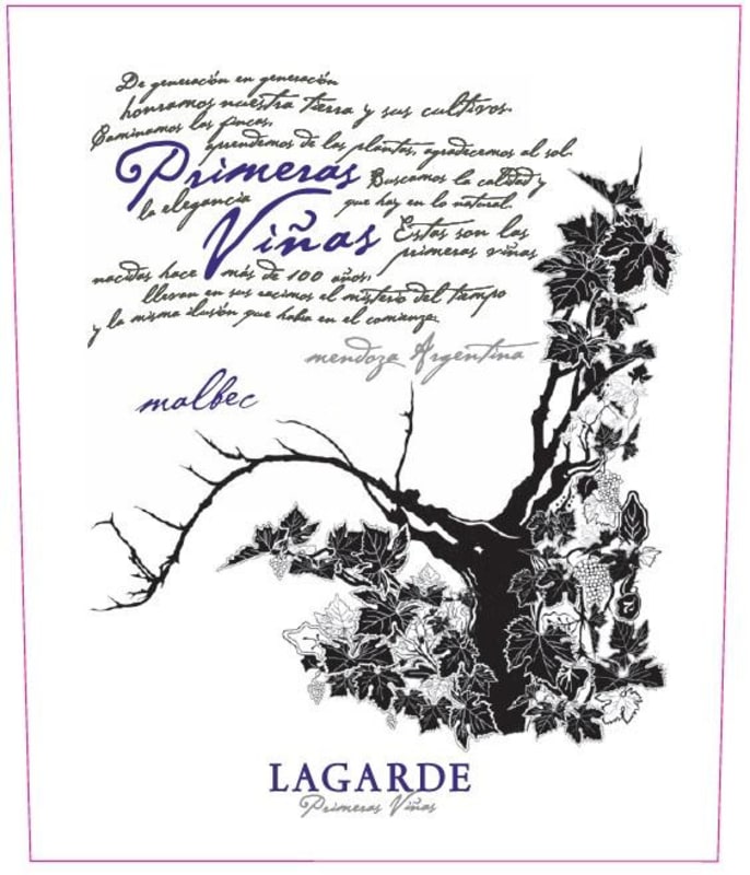 Lagarde Primeras Vinas Malbec 2010 Front Label