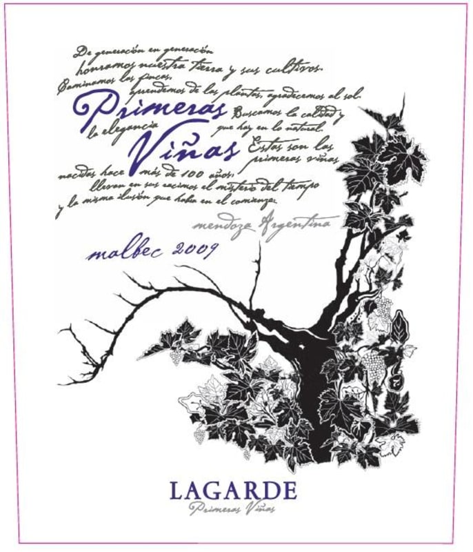 Lagarde Primeras Vinas Malbec 2009 Front Label