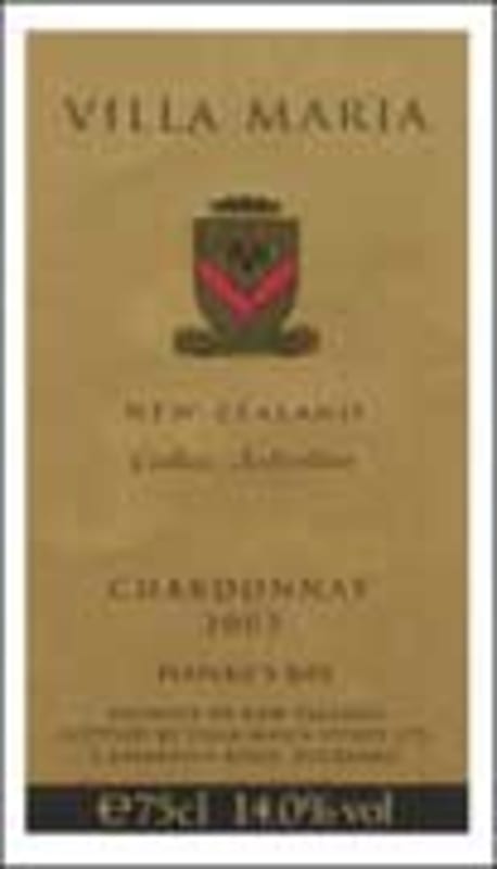 Villa Maria Cellar Select Chardonnay 2002 Front Label