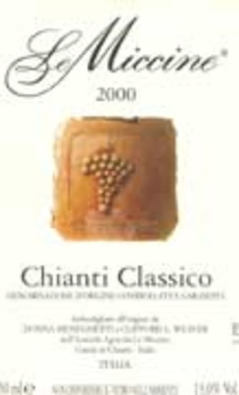 Le Miccine Chianti Classico 2000 Front Label