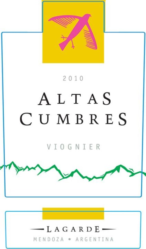 Lagarde Altas Cumbres Viognier 2010 Front Label
