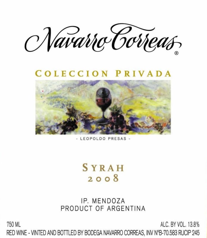 Navarro Correas Coleccion Privada Syrah 2008 Front Label