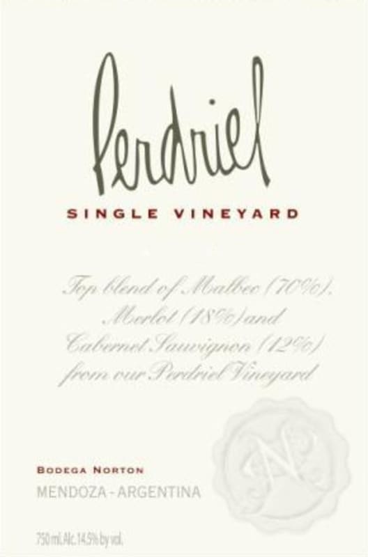 Bodega Norton Perdriel Single Vineyard 2004 Front Label