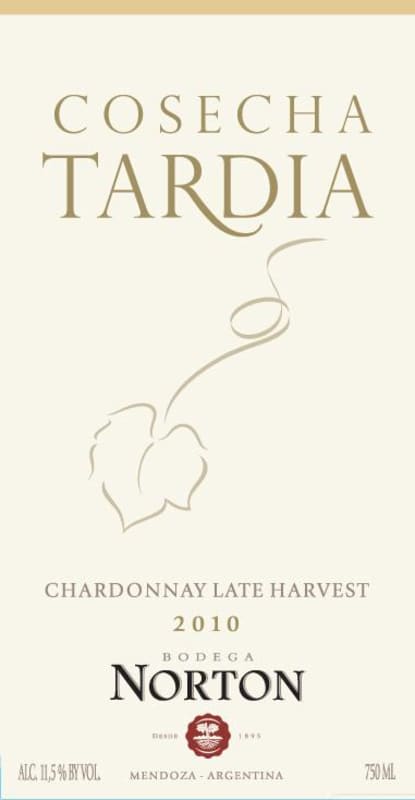 Bodega Norton Cosecha Tardia - Late Harvest Chardonnay 2010 Front Label