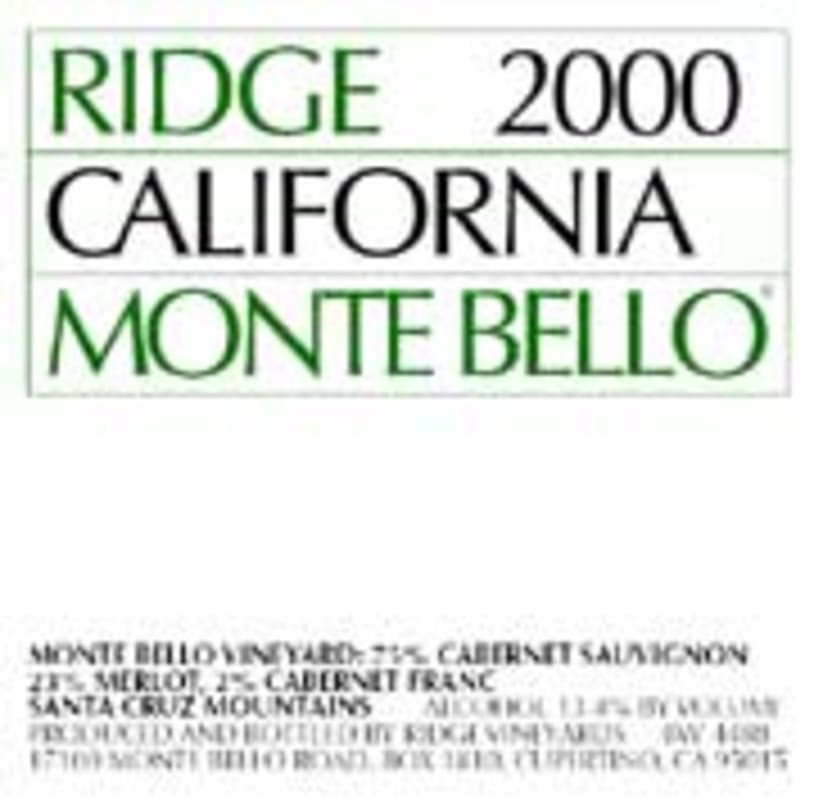 Ridge Monte Bello (375ML half-bottle) 2000 Front Label