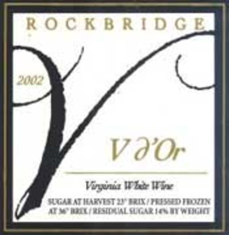Rockbridge Shenandoah Valley Vin d'Or (L.H. Vidal Blanc) (half-bottle) 2002 Front Label