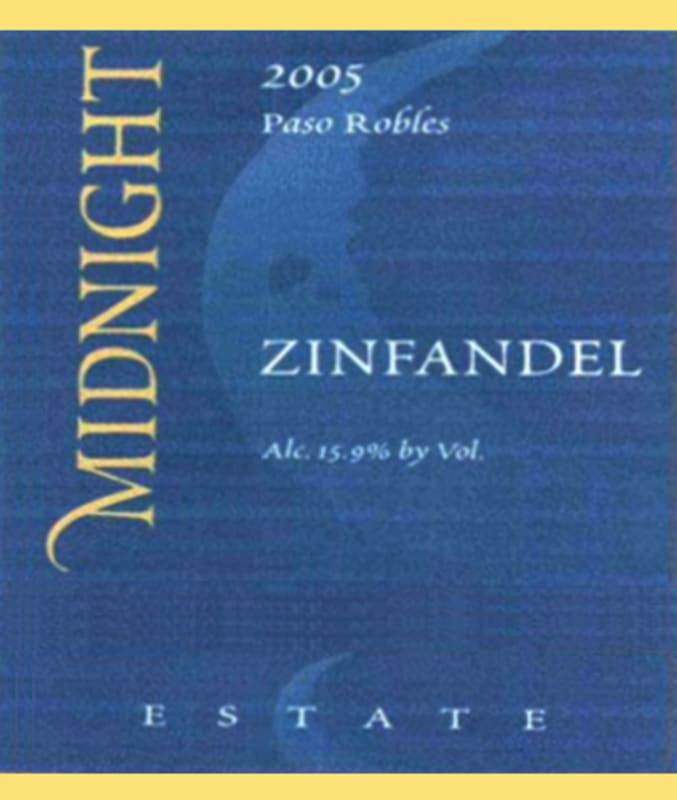Midnight Cellars Winery Estate Zinfandel 2005 Front Label