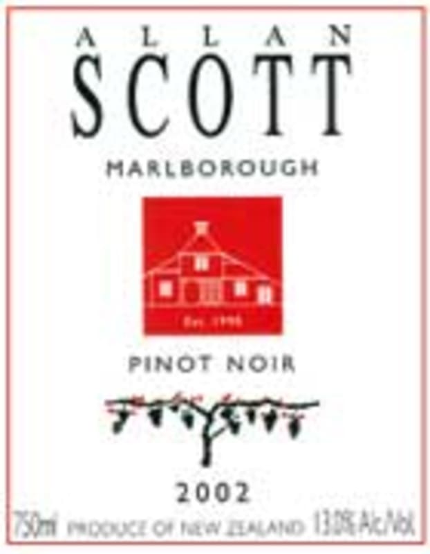 Allan Scott Marlborough Estate Pinot Noir 2002 Front Label