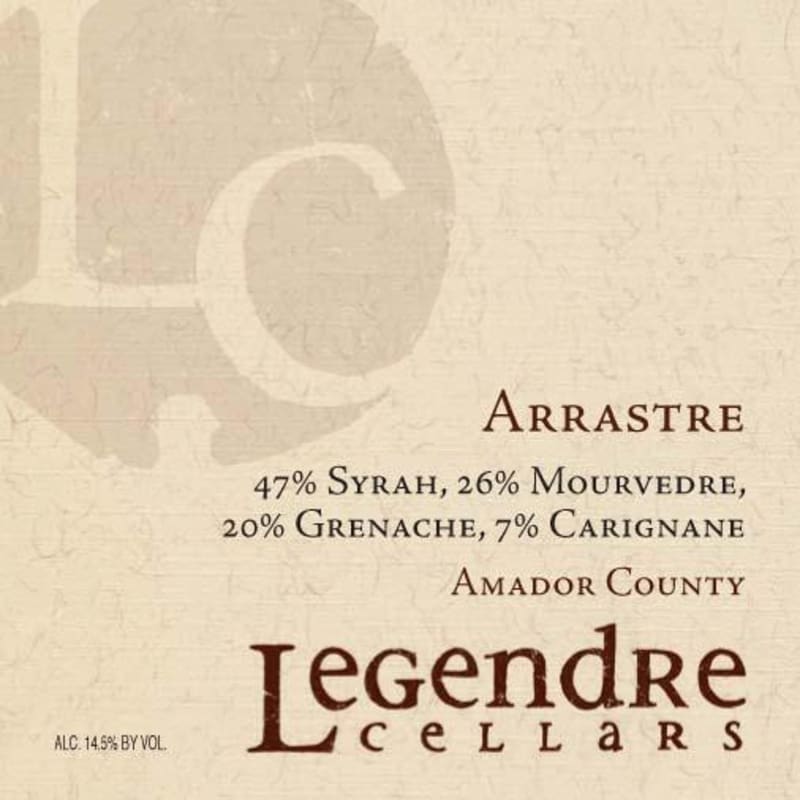 Legendre Cellars Arrastre 2011 Front Label