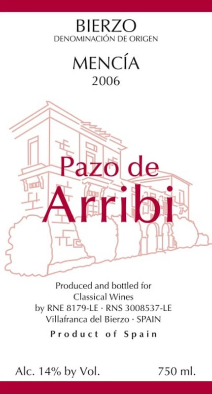 Bodegas Adria Pazo de Arribi Mencia 2006 Front Label