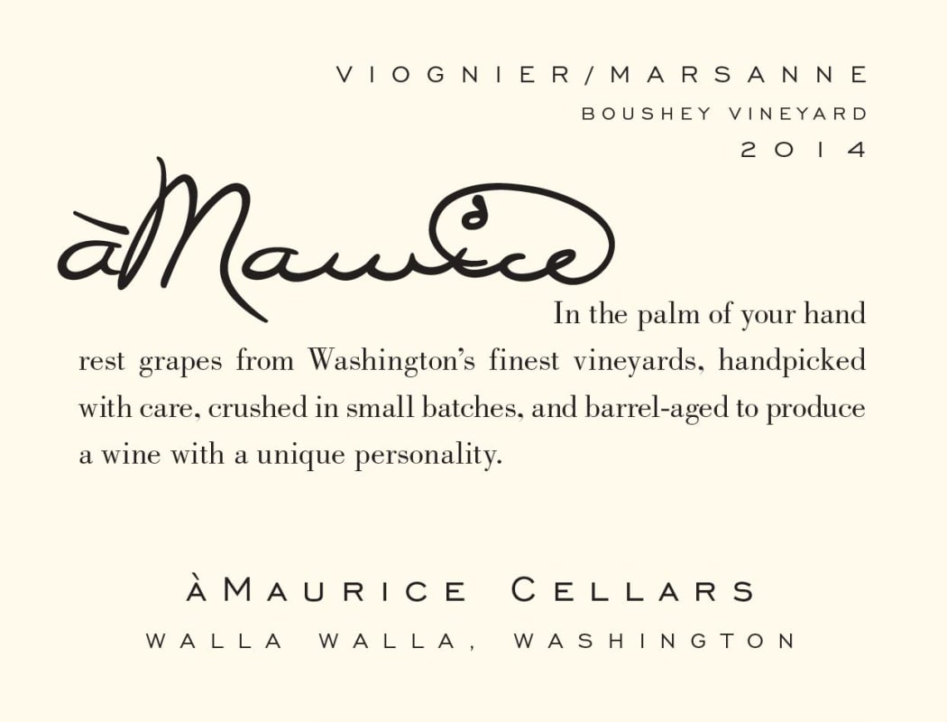 aMaurice Boushey Vineyard Marsanne - Viognier 2014 Front Label