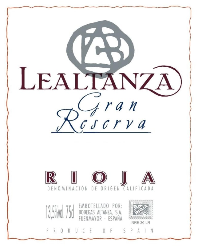 Bodegas Altanza Lealtanza Rioja Gran Reserva 2006 Front Label