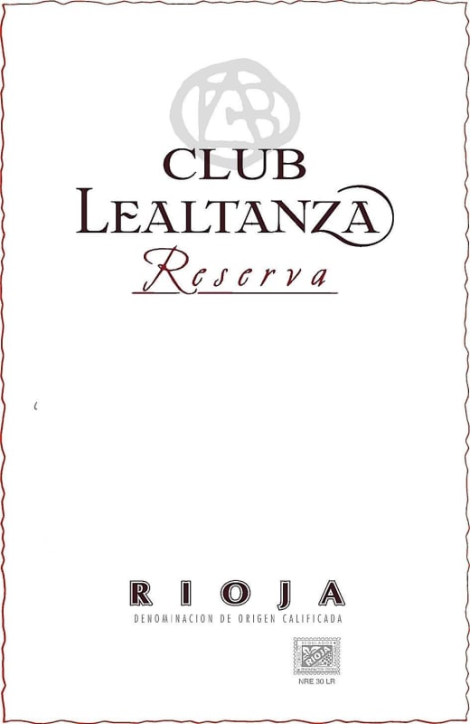Bodegas Altanza Club Lealtanza Rioja Reserva 2009 Front Label