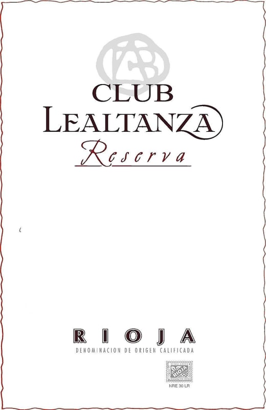 Bodegas Altanza Club Lealtanza Rioja Reserva 2007 Front Label