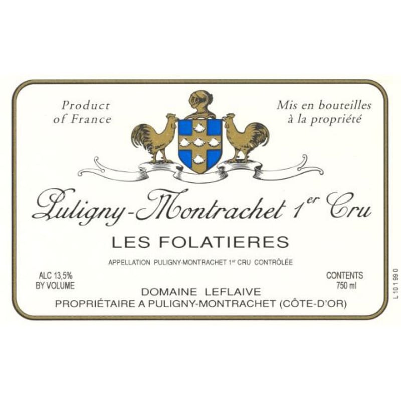 Domaine Leflaive Puligny Montrachet les Folatieres 2001 Front Label