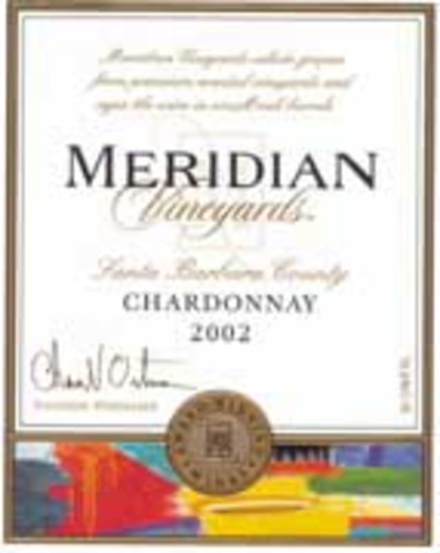 Meridian Santa Barbara Chardonnay 2002 Front Label