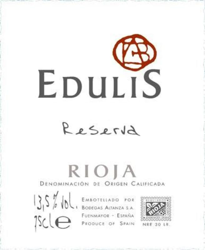 Bodegas Altanza Edulis Rioja Reserva 2008 Front Label