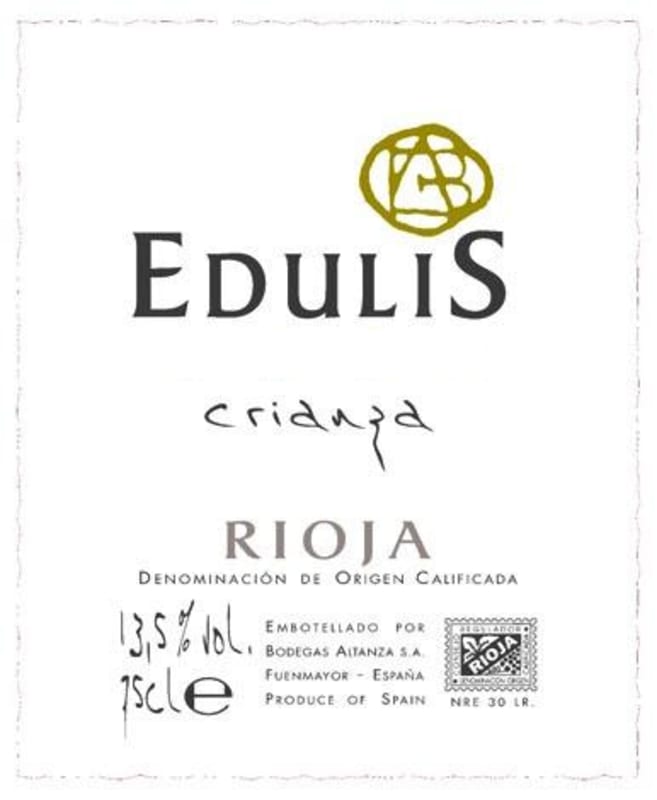 Bodegas Altanza Edulis Rioja Crianza 2009 Front Label