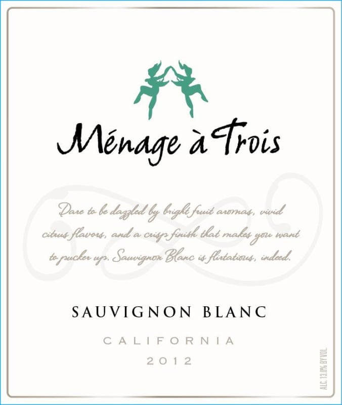 Menage a Trois Sauvignon Blanc 2012 Front Label