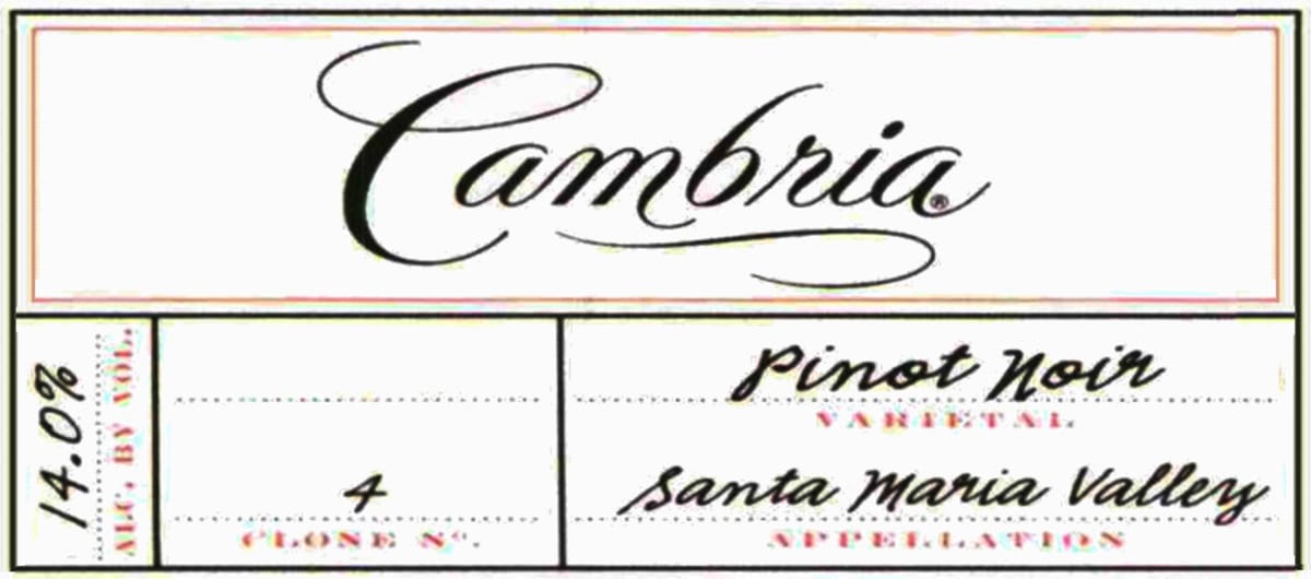 Cambria Clone 4 Pinot Noir 2008 Front Label
