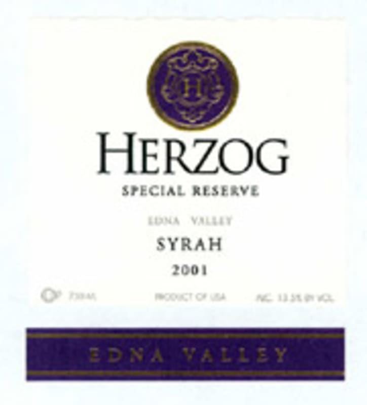 Baron Herzog Special Reserve Syrah 2001 Front Label
