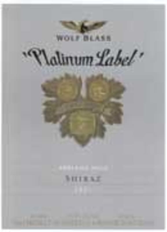 Wolf Blass Platinum Label Shiraz 2001 Front Label
