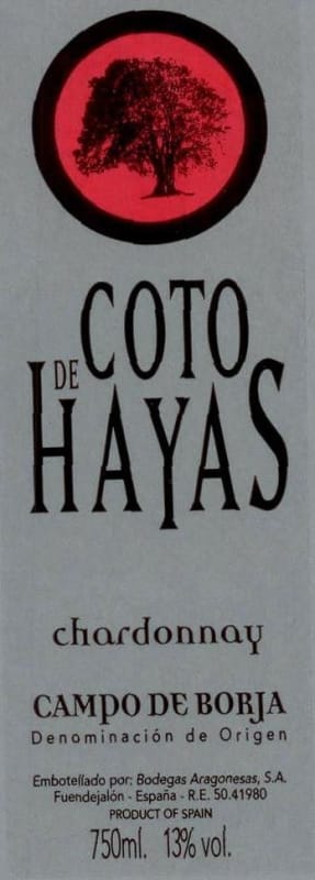 Bodegas Aragonesas Coto de Hayas Blanco Chardonnay 2014 Front Label