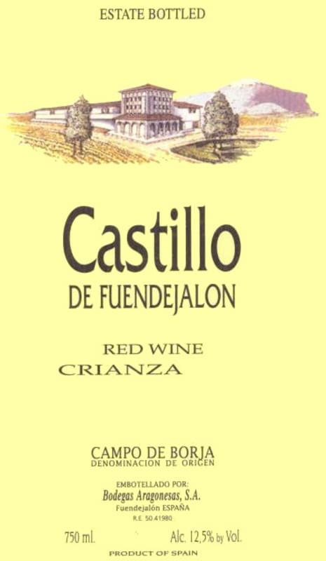 Bodegas Aragonesas Castillo de Fuendejalon Crianza 2009 Front Label