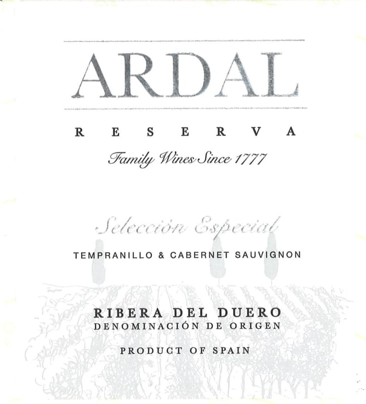 Bodegas Balbas Ardal Seleccion Especial Reserva 2010 Front Label