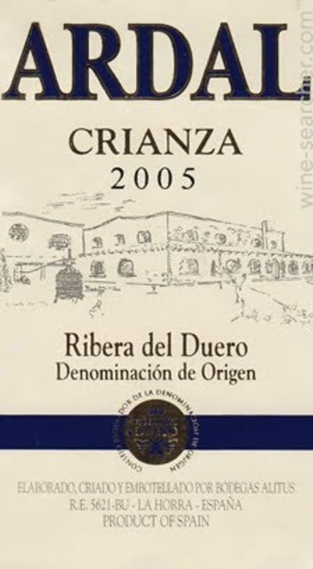 Bodegas Balbas Ardal Crianza 2005 Front Label