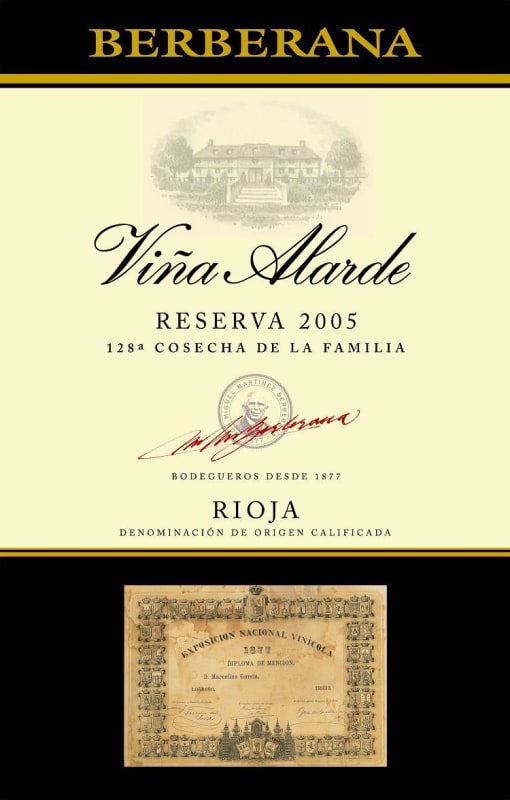 Berberana Vina Alarde Rioja Reserva 2005 Front Label