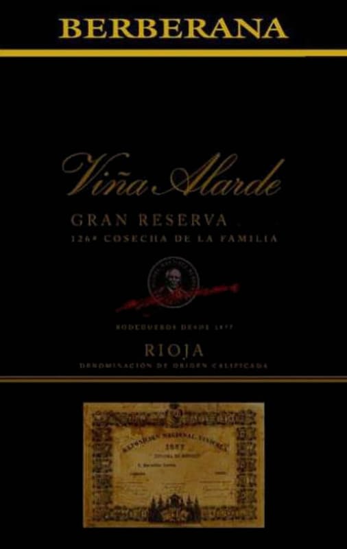 Berberana Vina Alarde Rioja Gran Reserva 2008 Front Label