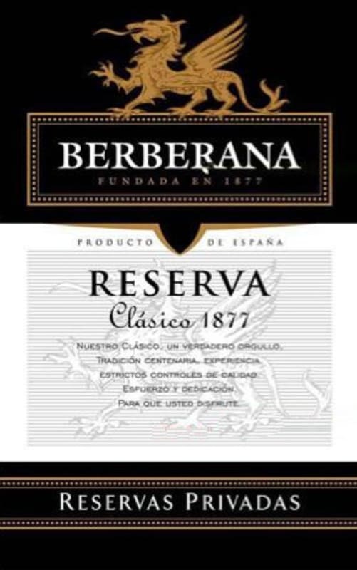 Berberana Reserva Privadas Clasico 1877 2003 Front Label