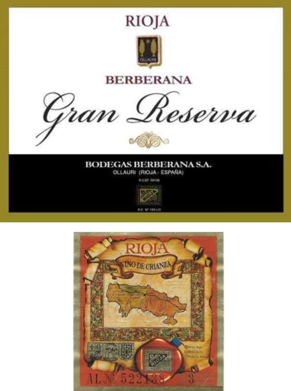 Berberana Gran Reserva 1987 Front Label