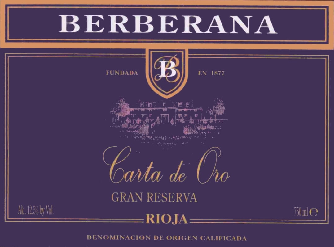 Berberana Carta de Oro Rioja Gran Reserva 2007 Front Label