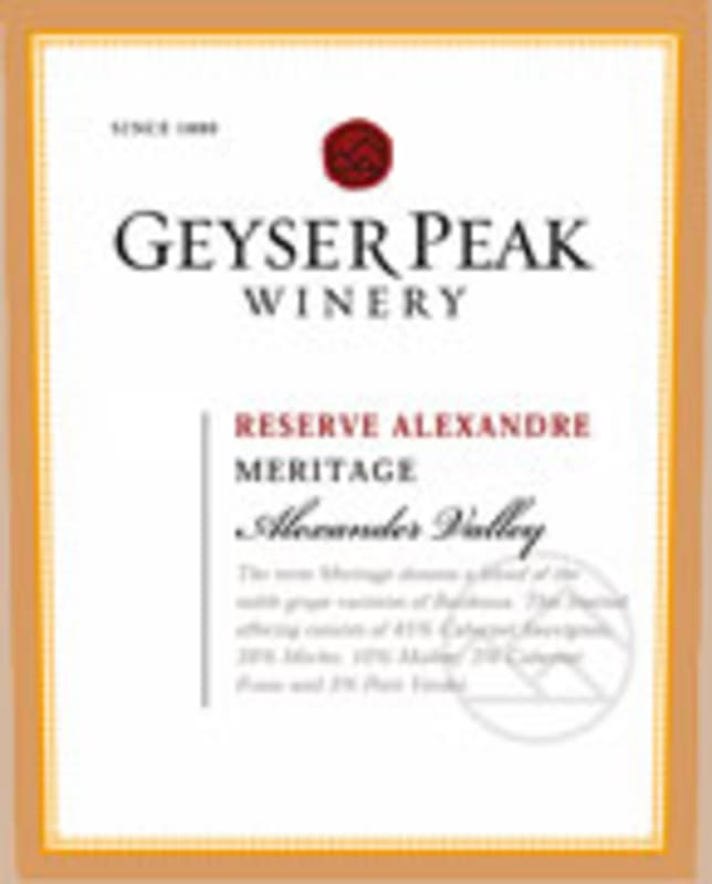 Geyser Peak Reserve Alexandre Meritage 2000 Front Label