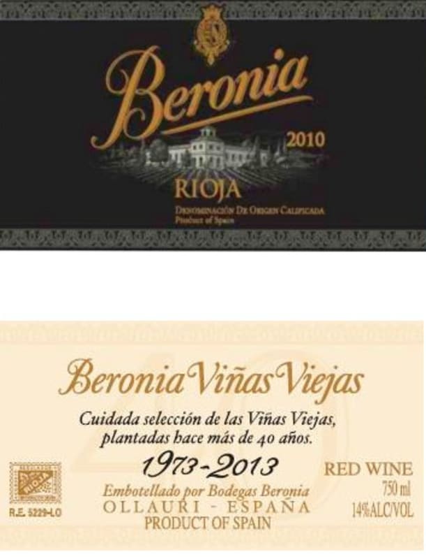Bodegas Beronia Vinas Viejas Rioja 2010 Front Label