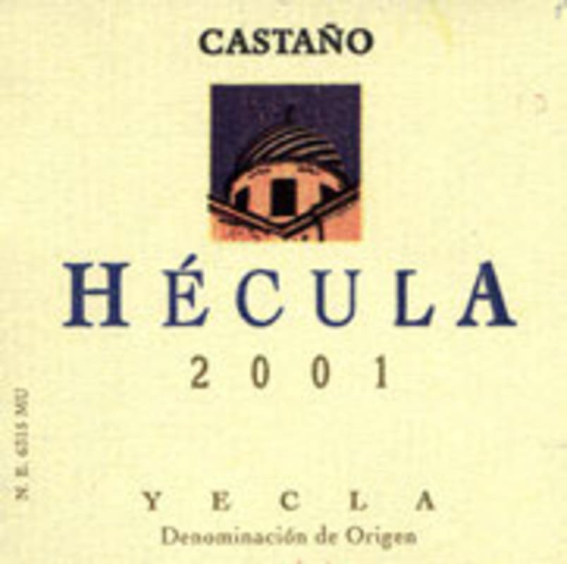 Bodegas Castano Hecula 2002 Front Label