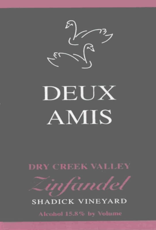 Deux Amis Shadick Vineyard Zinfandel 2008 Front Label