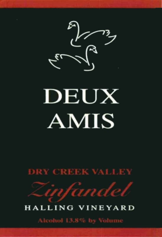 Deux Amis Halling Vineyard Zinfandel 2012 Front Label