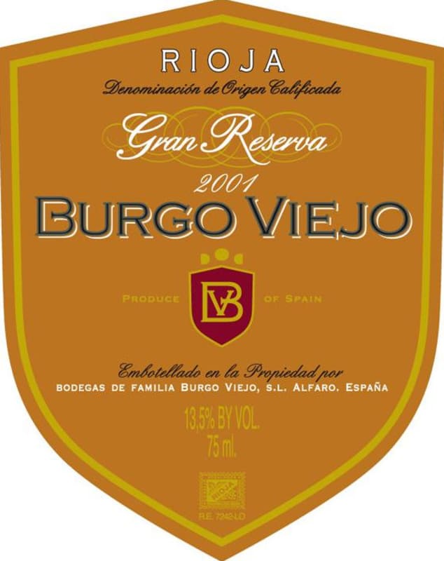 Burgo Viejo Gran Reserva 2001 Front Label
