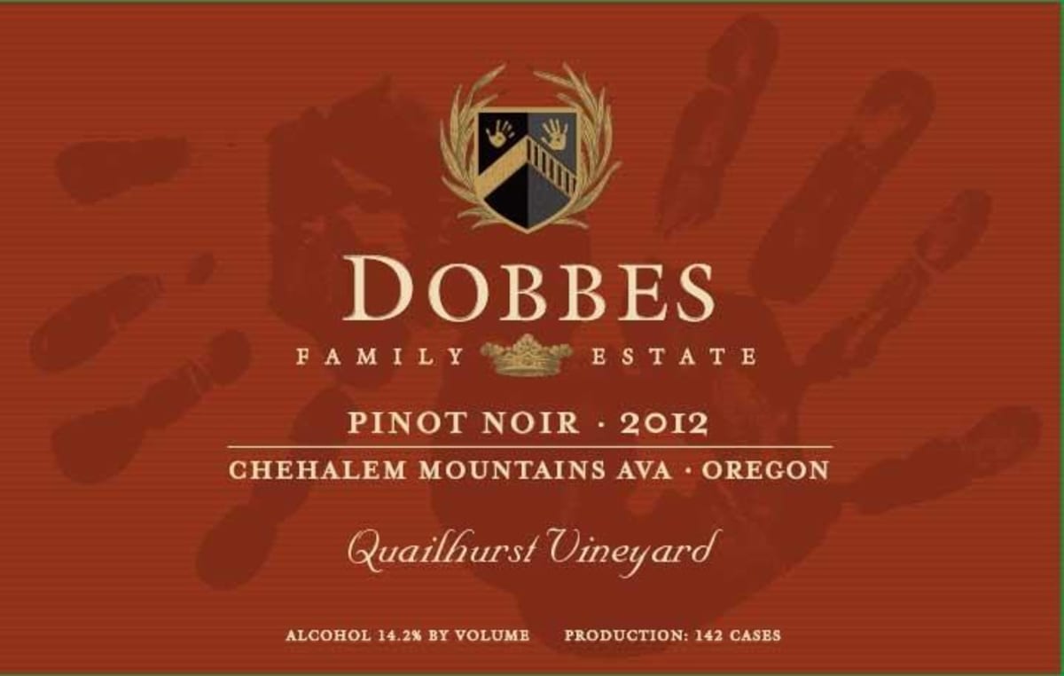 Dobbes Family Winery Quailhurst Vineyard Pinot Noir 2012 Front Label