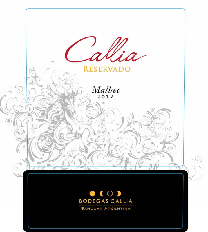 Bodegas Callia Reservado Malbec 2012 Front Label