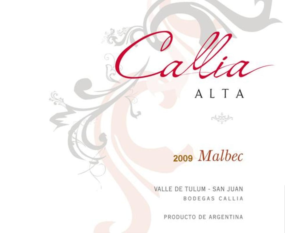 Bodegas Callia Malbec 2009 Front Label