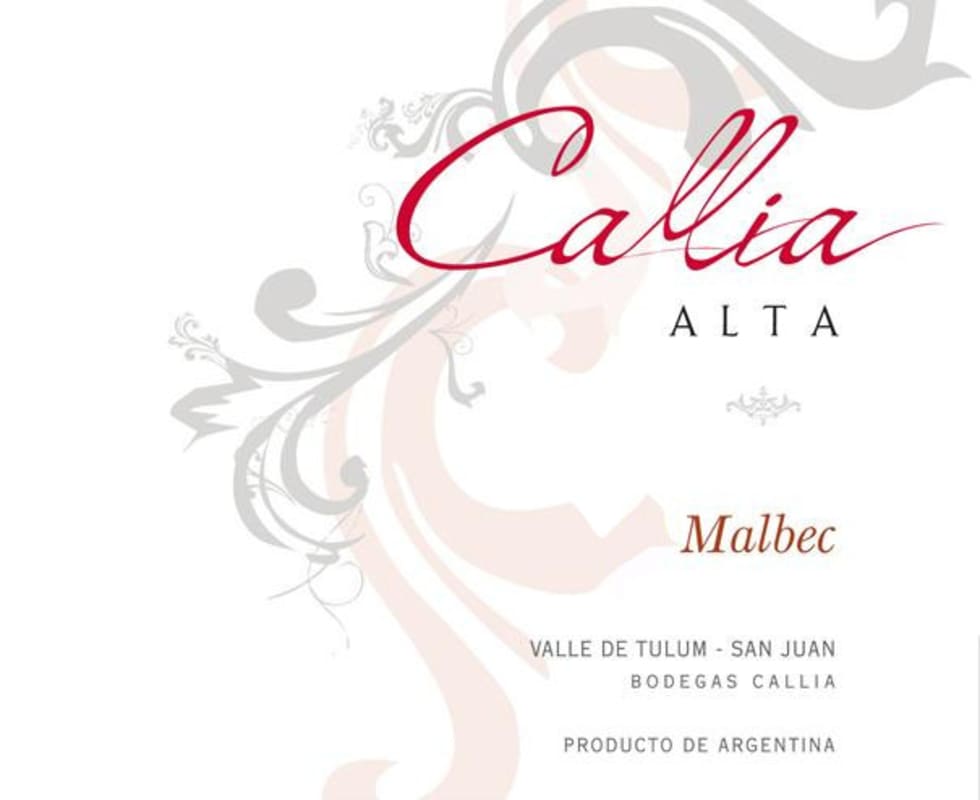 Bodegas Callia Malbec 2013 Front Label